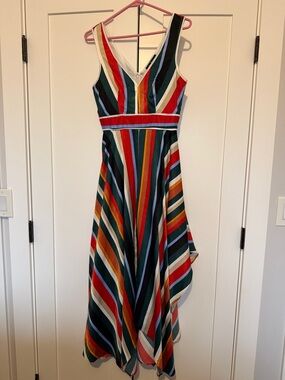 Lulu's Multicolor Striped High-Low V-Neck Dress